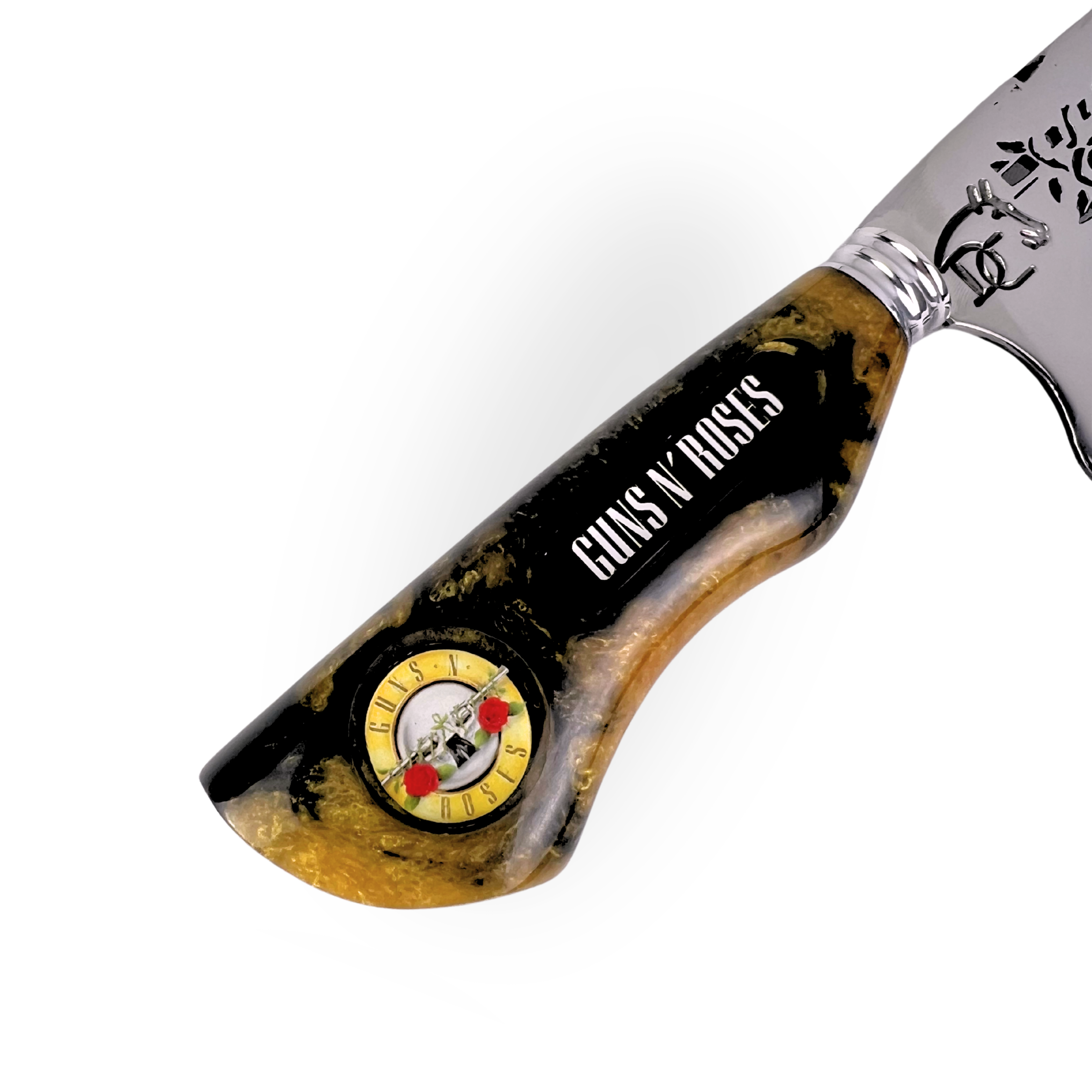Faca Guns N' Roses 8 Polegadas - Cabo Resina Personalizado - Edição Limitada Rock