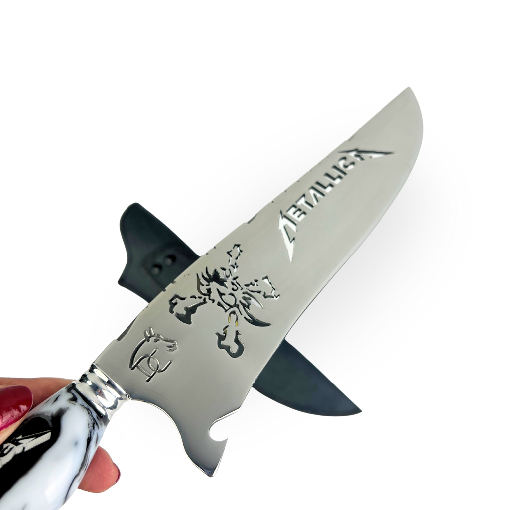 Kit Metallica - Faca 8" + Tábua Personalizada