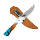 Faca Picanheira Escorpião Artesanal 10" Aço Inox Polido - Cabo Resina Artística Azul