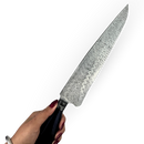 Faca Artesanal Damasco 39cm - Cabo Resina Azul - Peça Exclusiva