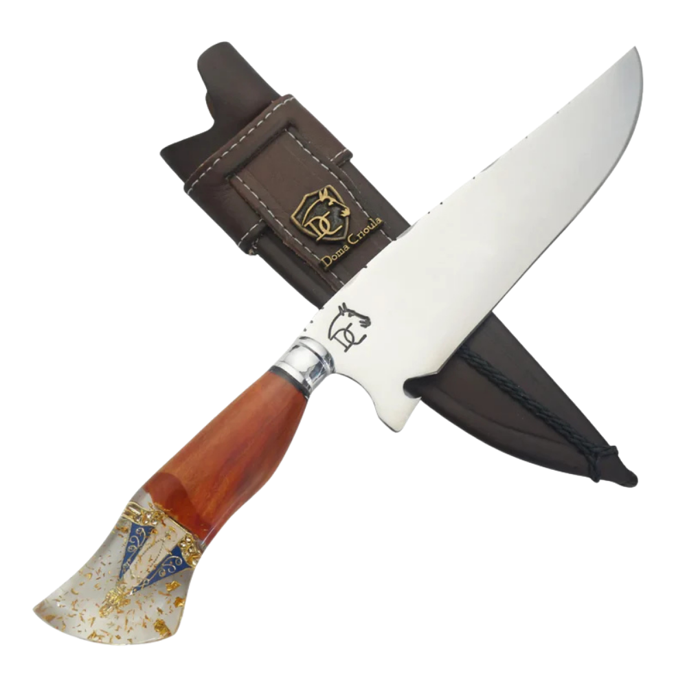 Faca Artesanal para Churrasco 8" Lâmina Lisa - Cutelaria Religiosa Nossa Senhora Dourada