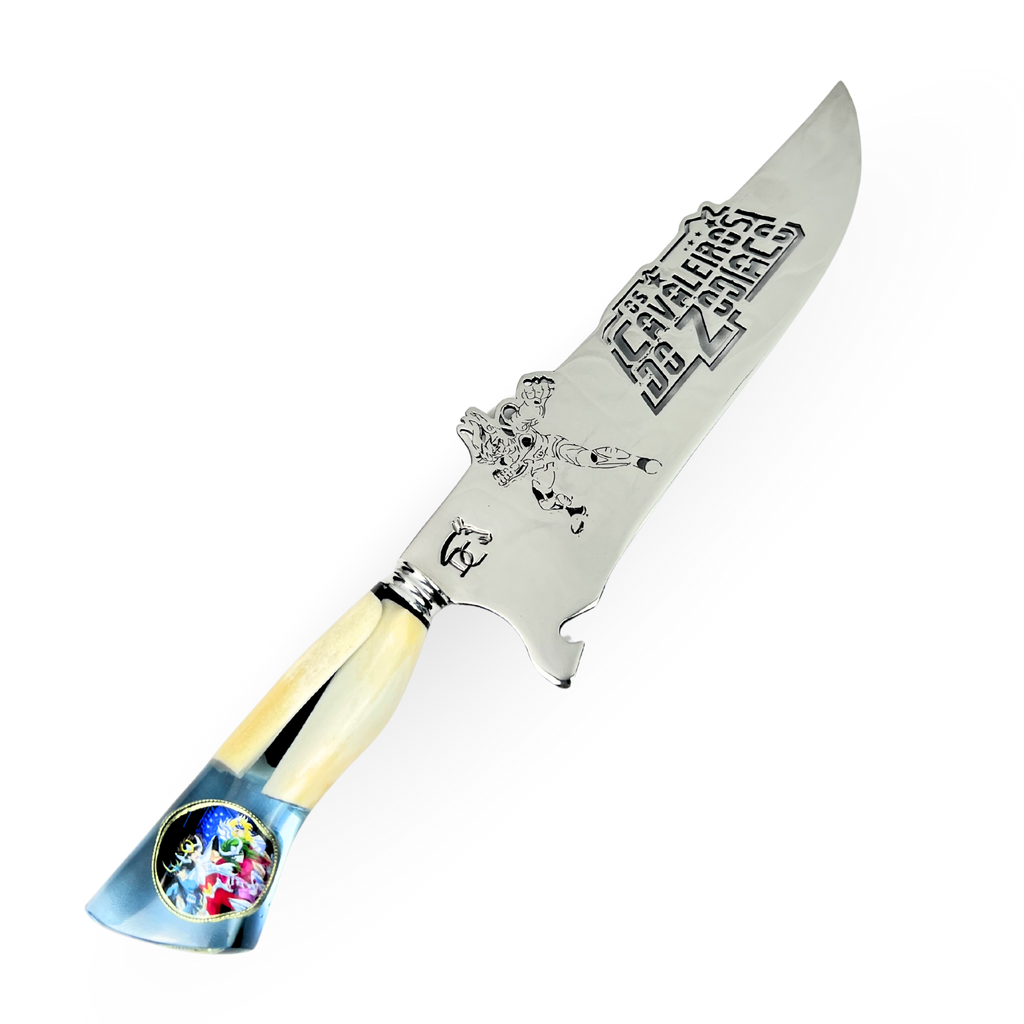 Picanheira Cavaleiros do Zodíaco 10" - Cabo Osso Bovino e Resina