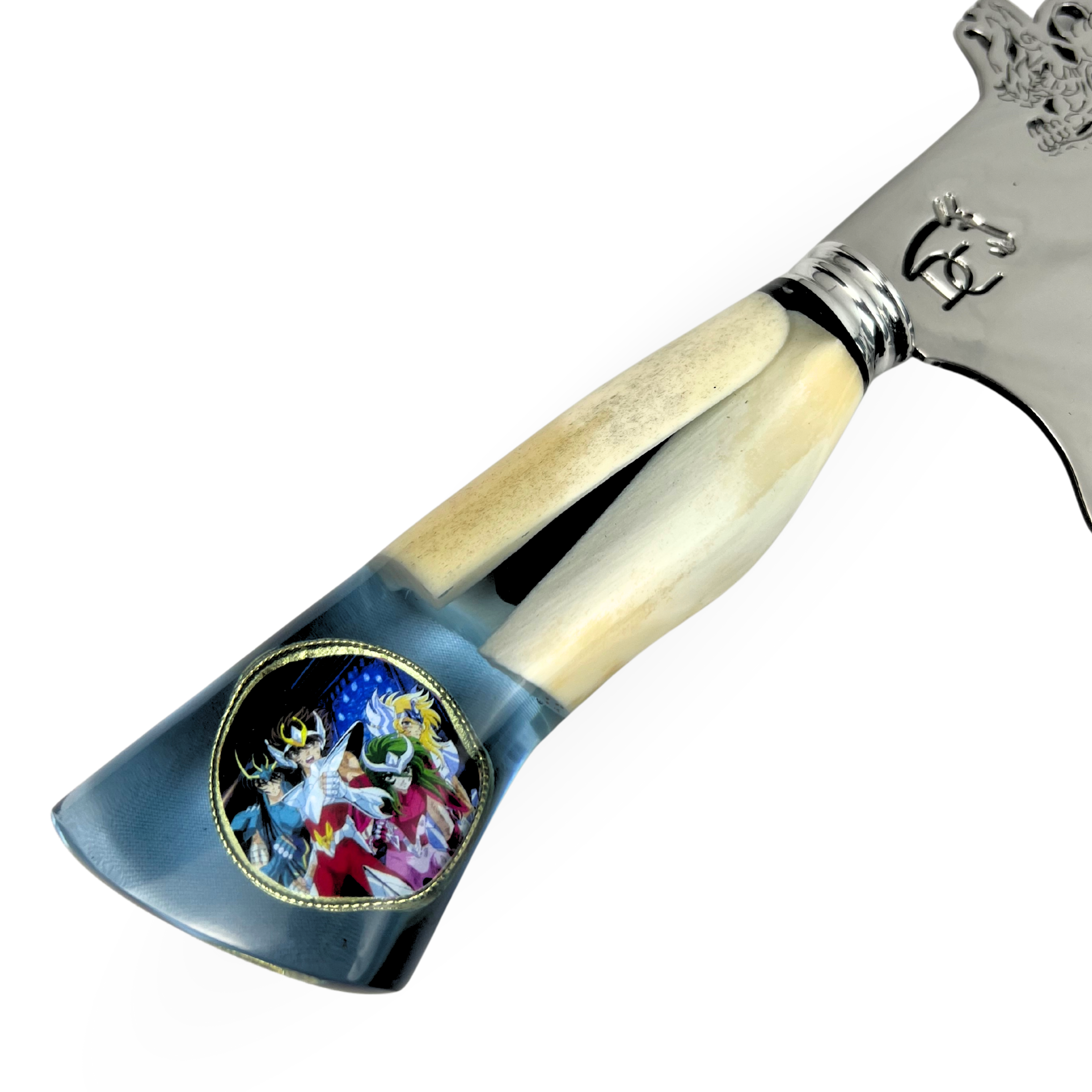 Picanheira Cavaleiros do Zodíaco 10" - Cabo Osso Bovino e Resina