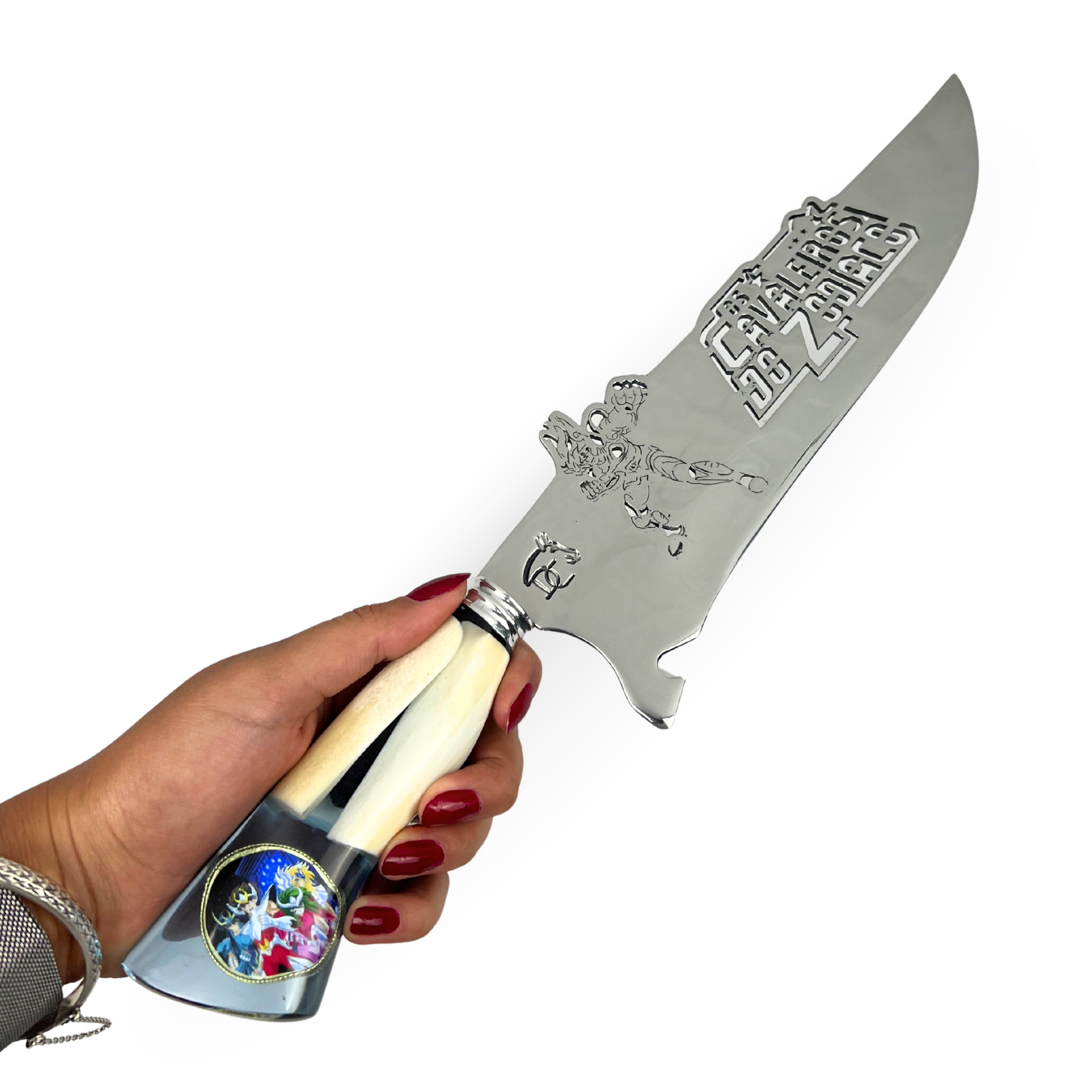 Picanheira Cavaleiros do Zodíaco 10" - Cabo Osso Bovino e Resina