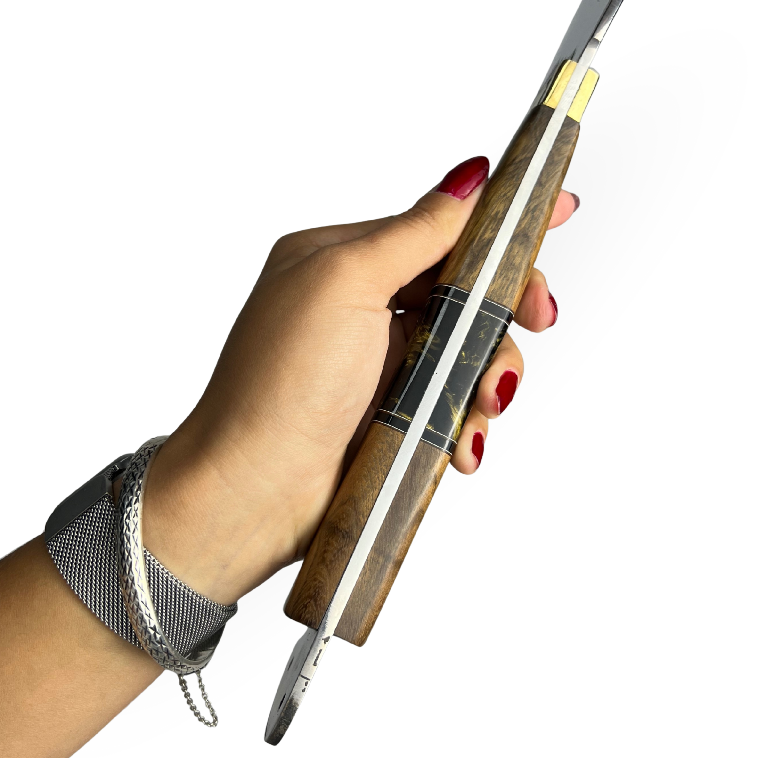 Machado Artesanal 39cm - Cabo Full Tang Madeira e Resina com Quebra Gelo