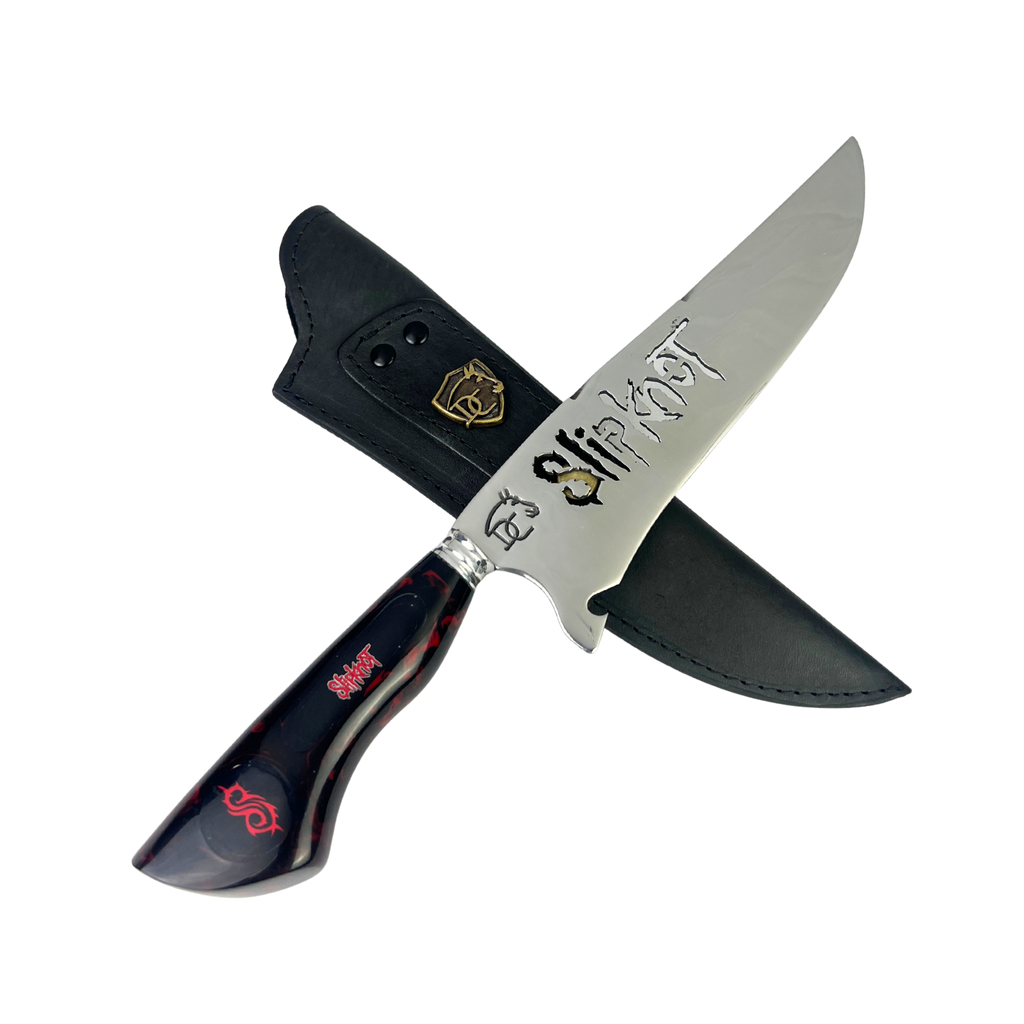 Faca Slipknot 8 Polegadas | Lâmina Vazada Temática | Cabo Resina