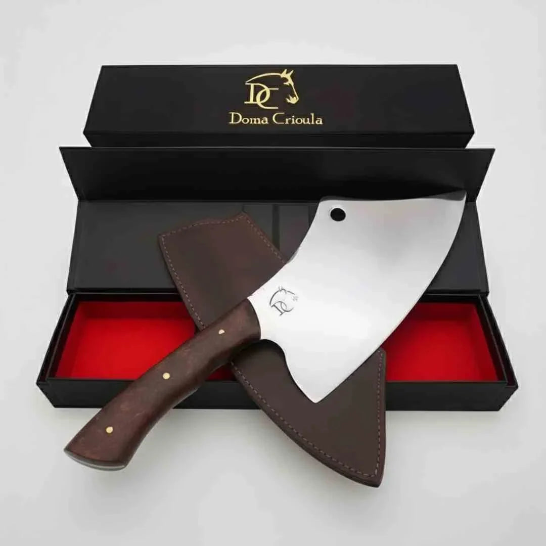 Cutelo Premium Artesanal 7" Aço Inox Polido - Cabo Madeira Nobre