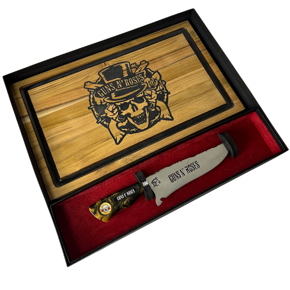 Kit Guns N' Roses - Faca 8" + Tábua Personalizada