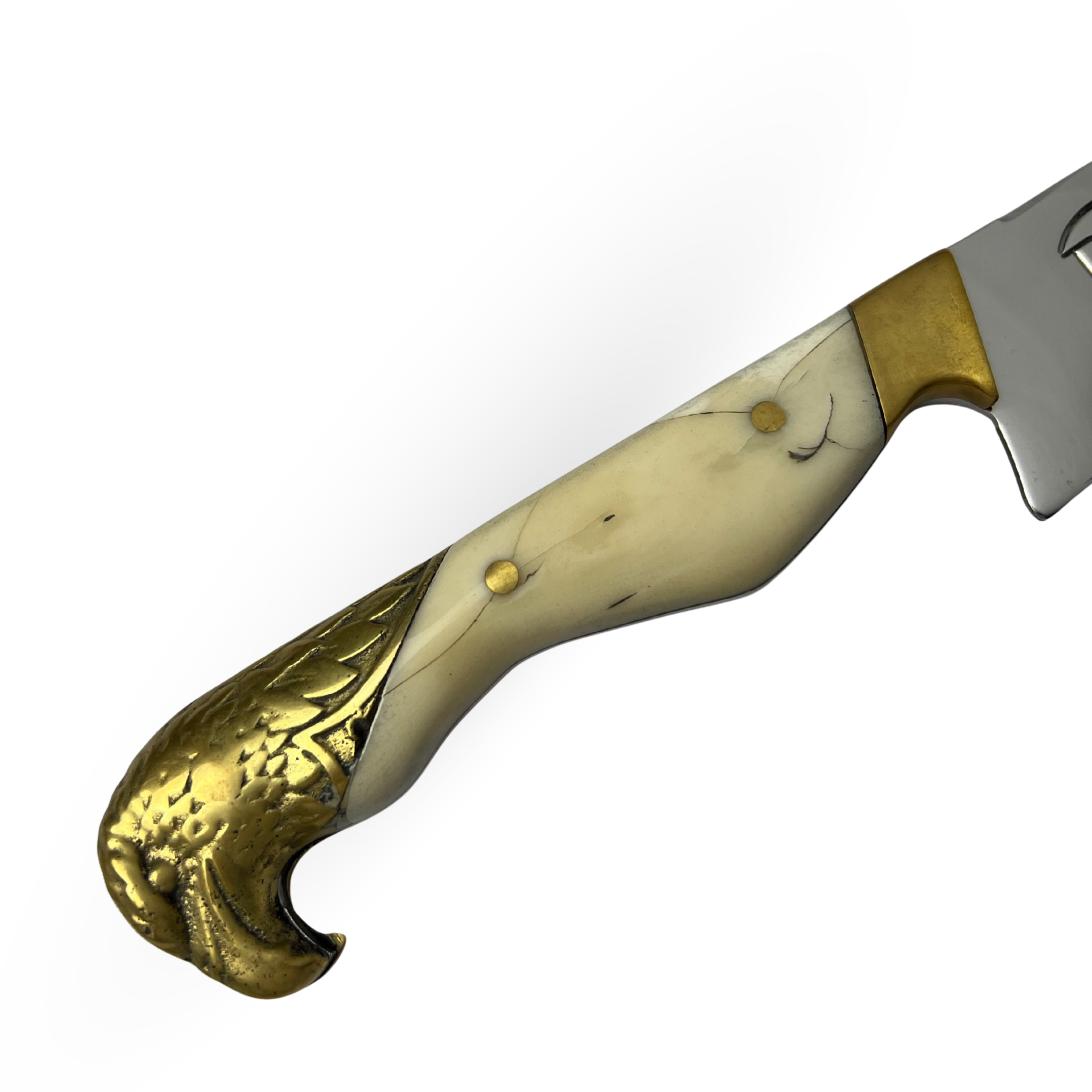 Faca Campeira Artesanal 9" - Cabo Osso Bovino e Latão com Águia