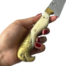 Faca Campeira Artesanal 9" - Cabo Osso Bovino e Latão com Águia