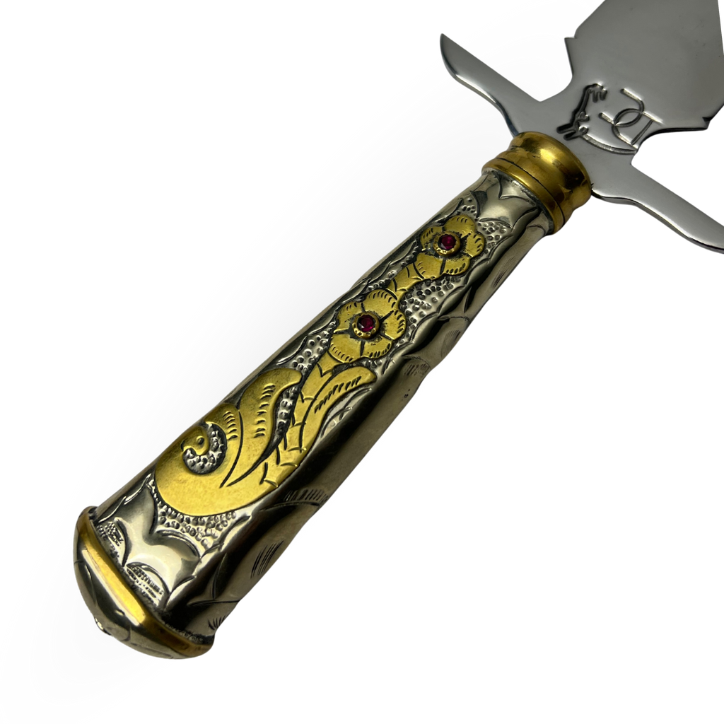 Punhal Alpaca Fio Duplo 11" - Cabo Trabalhado em Latão