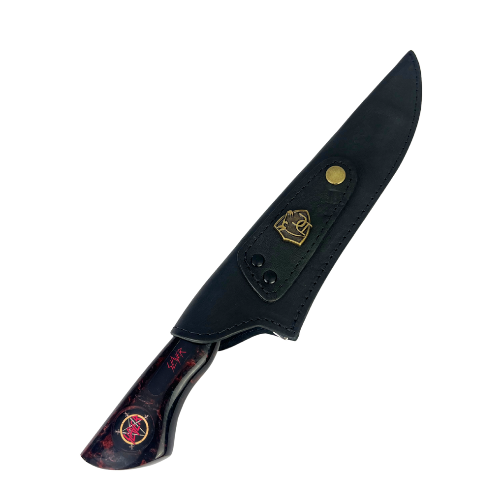 Faca Slayer 8 Polegadas Marmorizada | Lâmina Vazada Thrash Metal | Cabo Resina