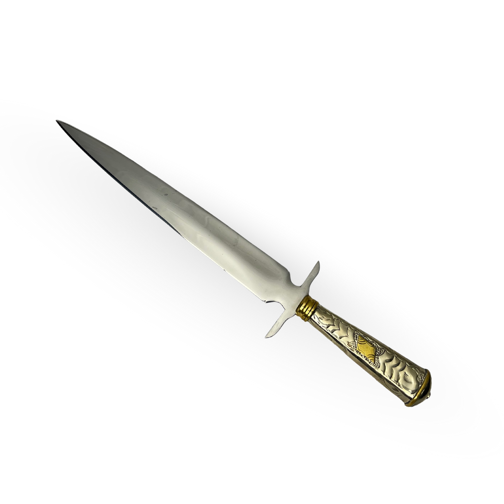 Punhal Alpaca Fio Duplo 11" - Cabo Trabalhado em Latão