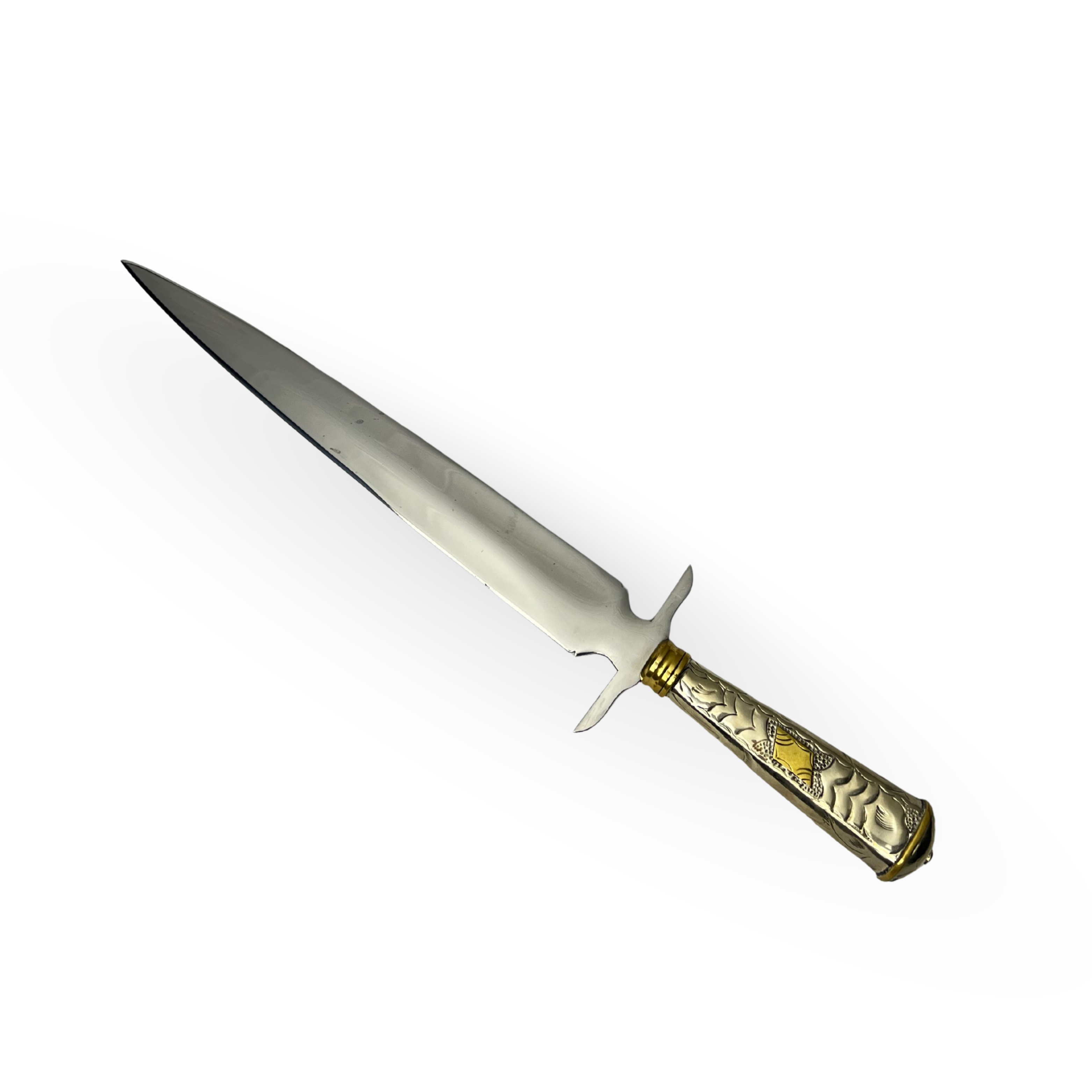 Punhal Alpaca Fio Duplo 11" - Cabo Trabalhado em Latão