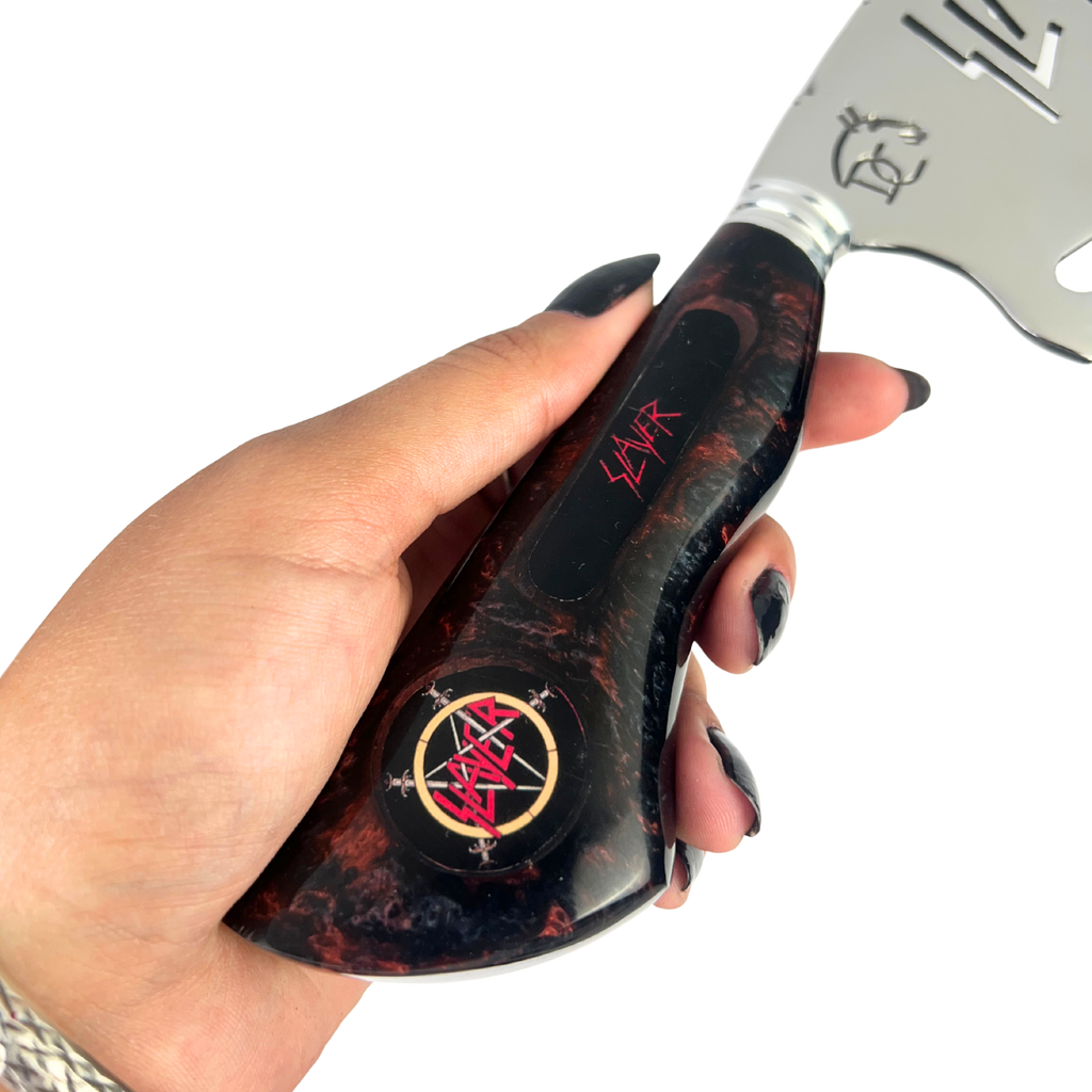 Faca Slayer 8 Polegadas Marmorizada | Lâmina Vazada Thrash Metal | Cabo Resina