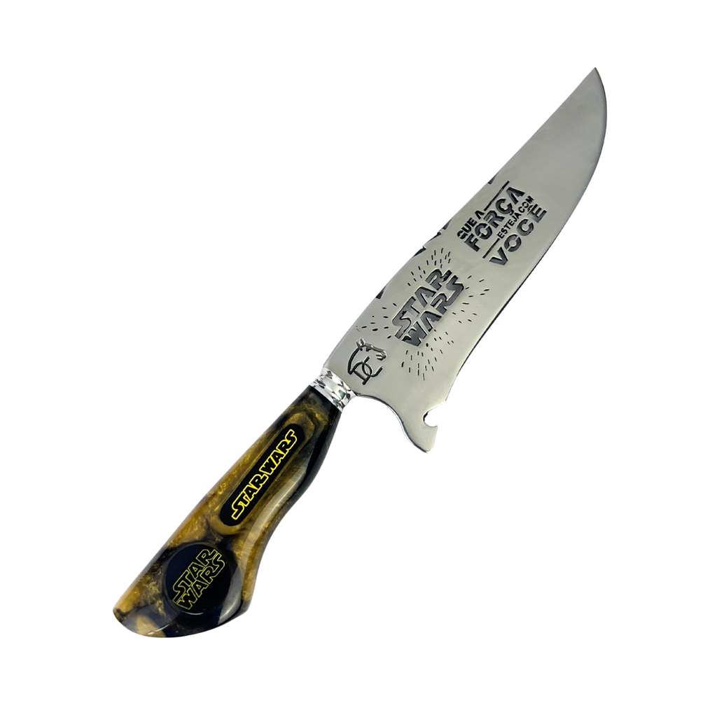 Faca Star Wars 8 Polegadas | Lâmina Vazada Galáxia | Cabo Resina