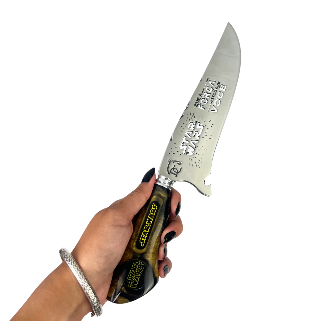 Faca Star Wars 8 Polegadas | Lâmina Vazada Galáxia | Cabo Resina