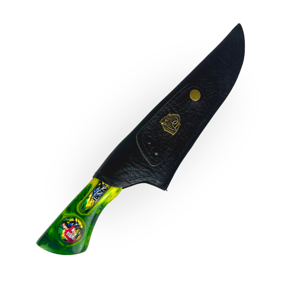 Picanheira Ayrton Senna 8 Polegadas - Cabo Resina + Bainha Couro + Caixinha Presente