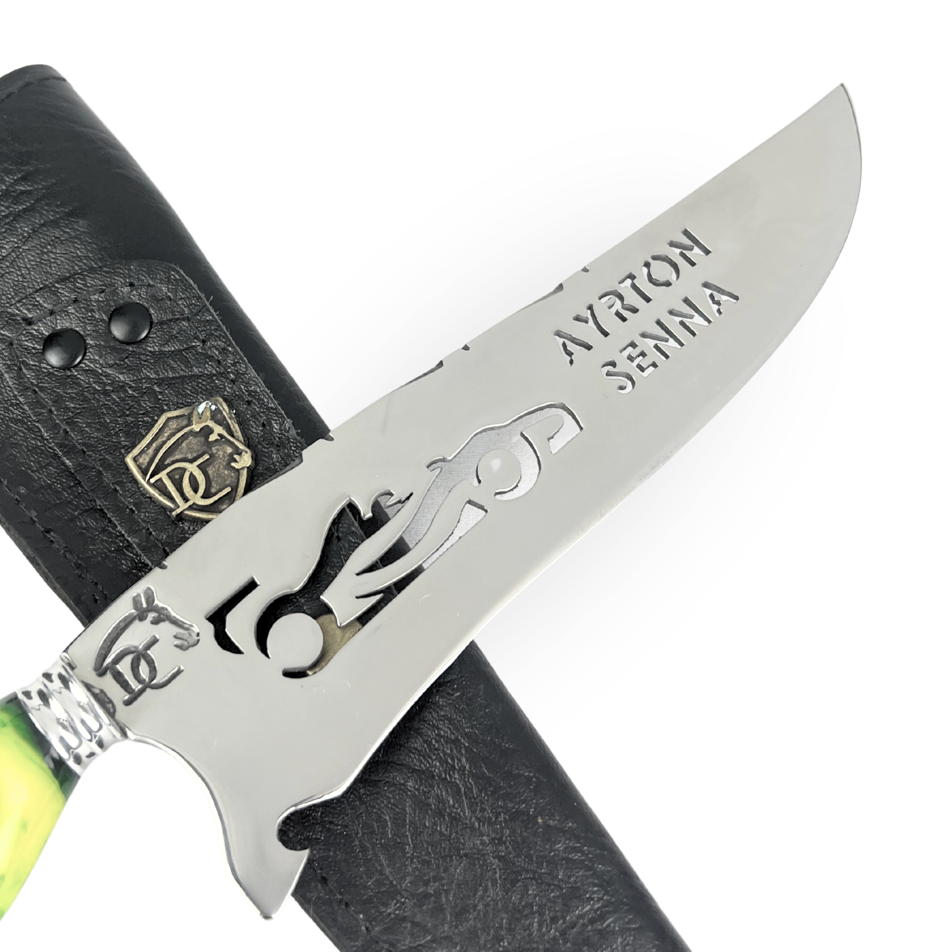 Picanheira Ayrton Senna 8 Polegadas - Cabo Resina + Bainha Couro + Caixinha Presente