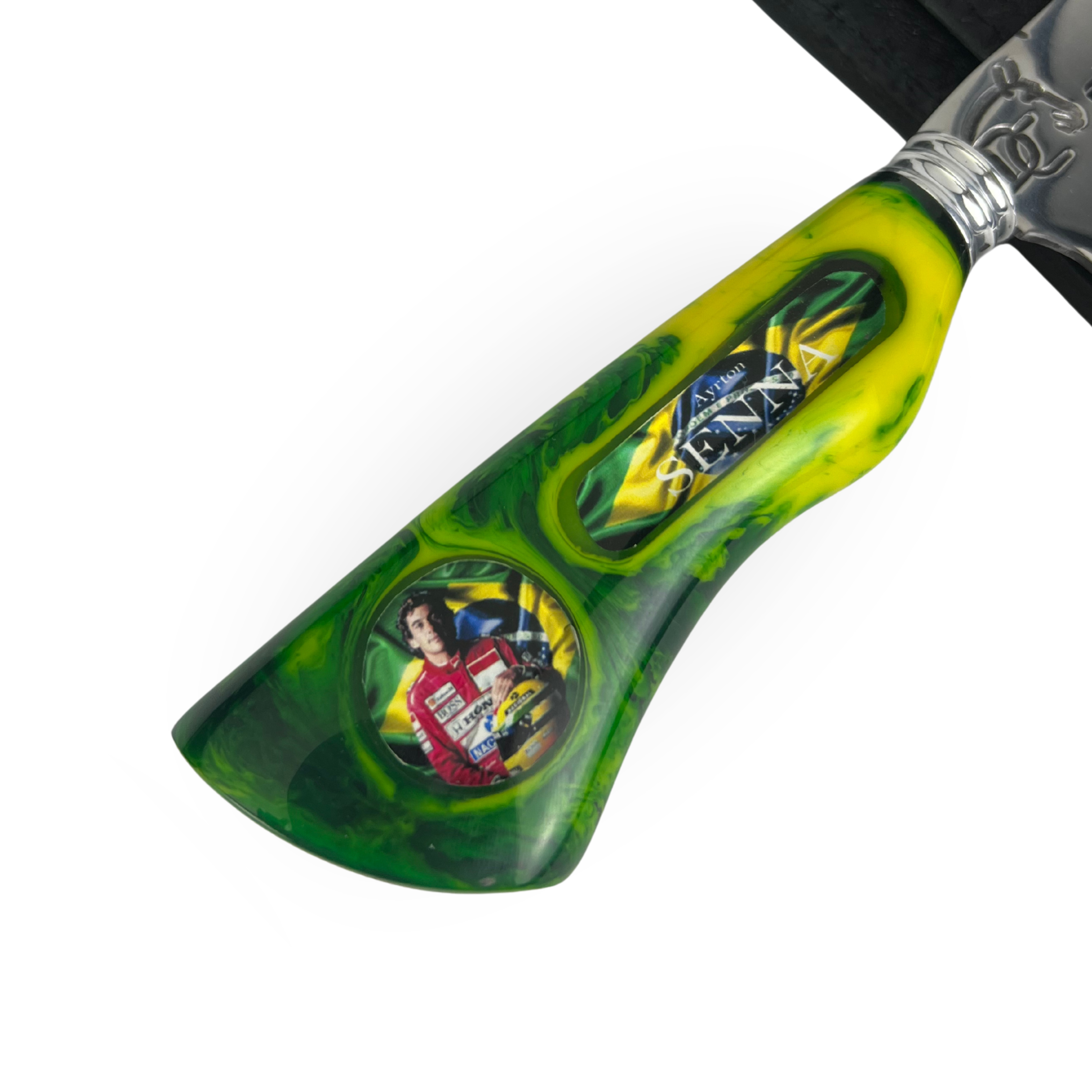 Picanheira Ayrton Senna 8 Polegadas - Cabo Resina + Bainha Couro + Caixinha Presente