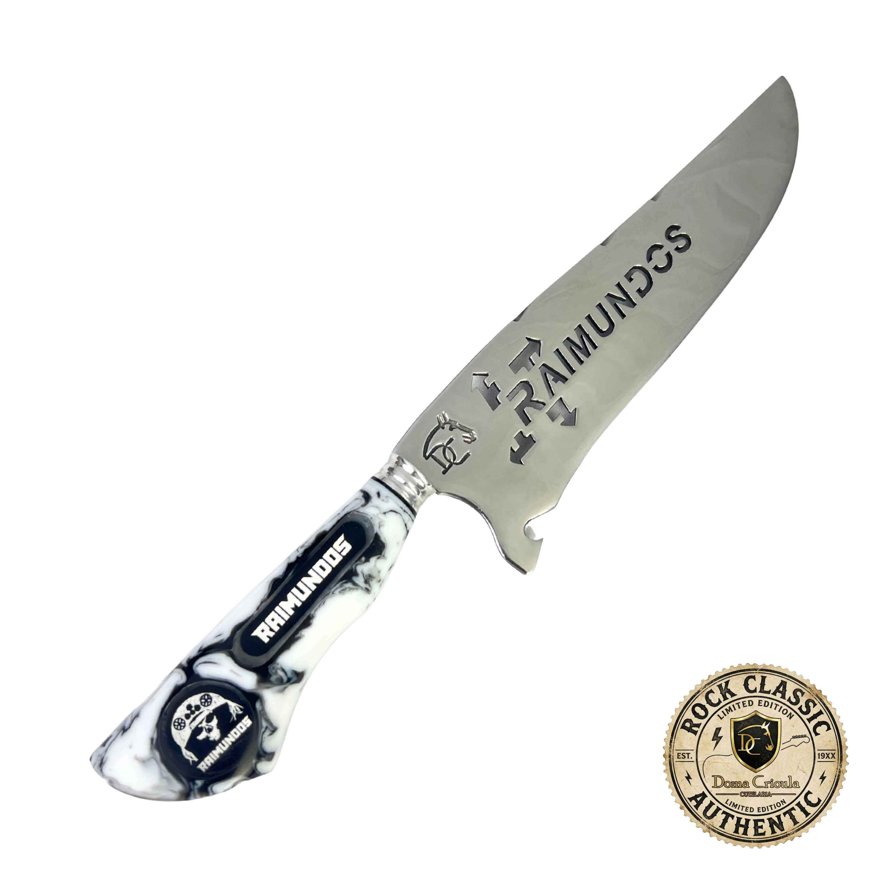 Faca Raimundos 8 Polegadas | Lâmina Vazada Forró Core | Cabo Resina