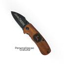 Canivete Tático 15cm - Cabo de Madeira Natural