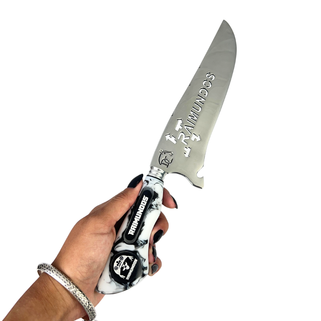 Faca Raimundos 8 Polegadas | Lâmina Vazada Forró Core | Cabo Resina