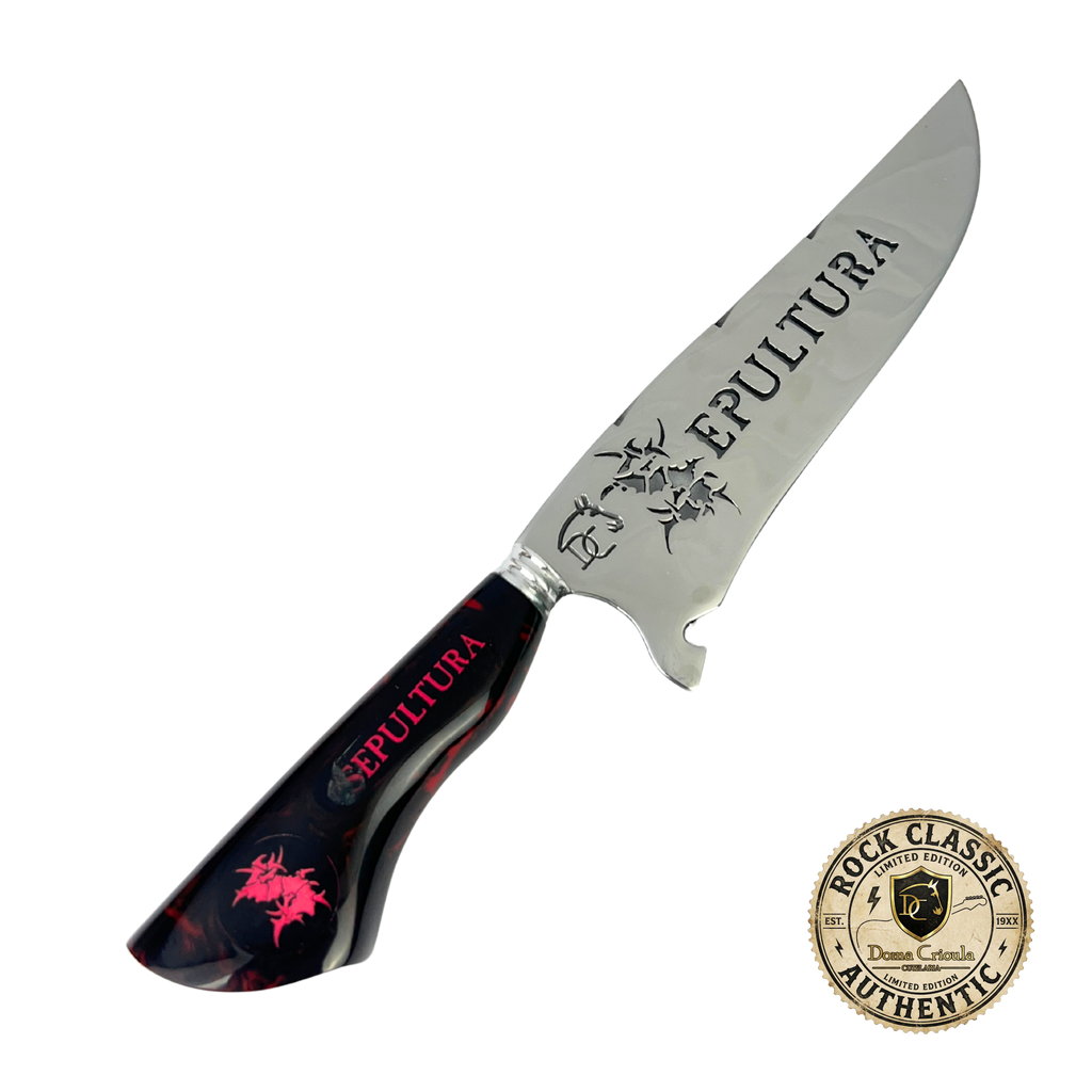 Faca Sepultura 8 Polegadas | Lâmina Vazada Thrash Metal BR | Cabo Resina