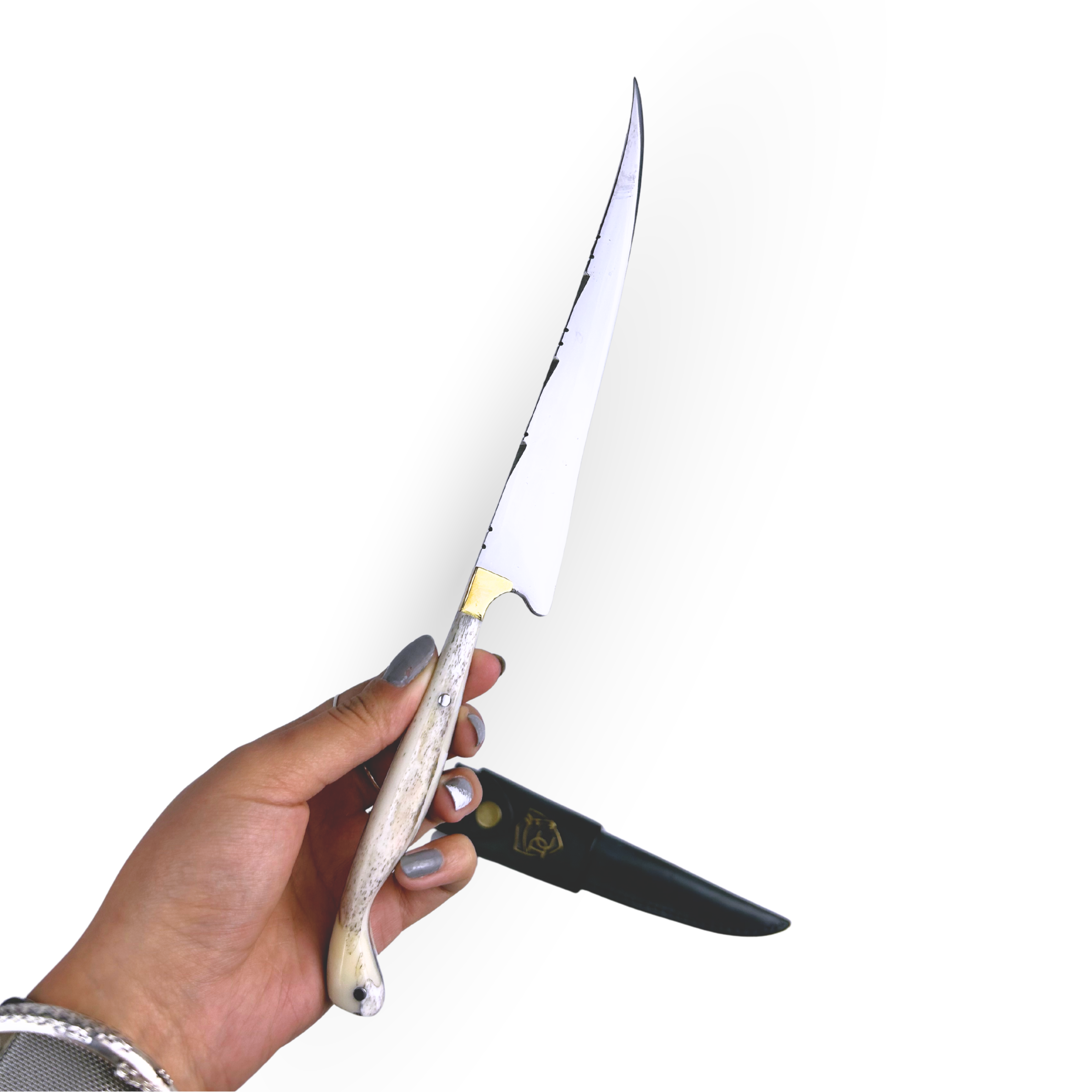 Faca Fileteira Aço Inox 420C 7 Polegadas - Cabo Full Tang Osso Bovino