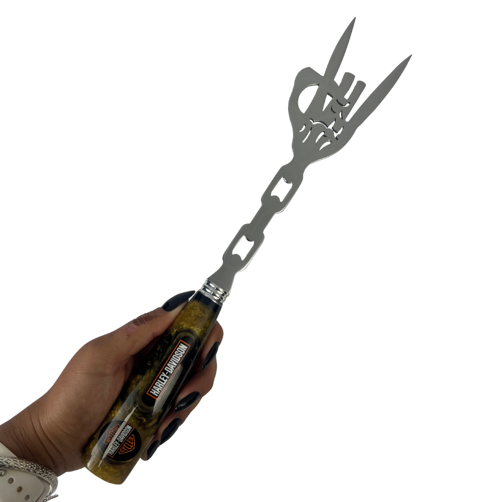 Kit Faca, Garfo e Chaira Harley-Davidson - Cabo Resina Personalizado