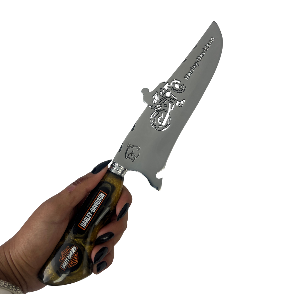 Kit Faca e Chaira Harley-Davidson - Cabo Resina Personalizado