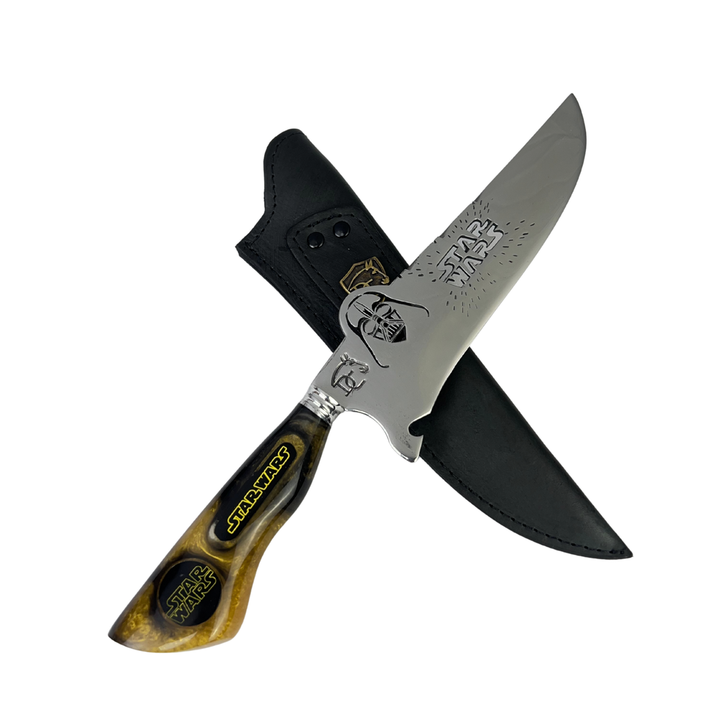 Faca Star Wars 8 Polegadas Darth Vader | Lâmina Vazada | Cabo Resina