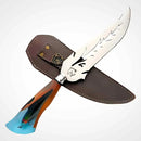 Faca de Churrasco Artesanal 8" Aço Inox Vazado Folha - Cabo Resina com Isca Peixe