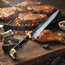 Faca Campeira Artesanal 9 Polegadas - Cabo Casco de Cavalo Full Tang - Guarda e Pomo em Latão