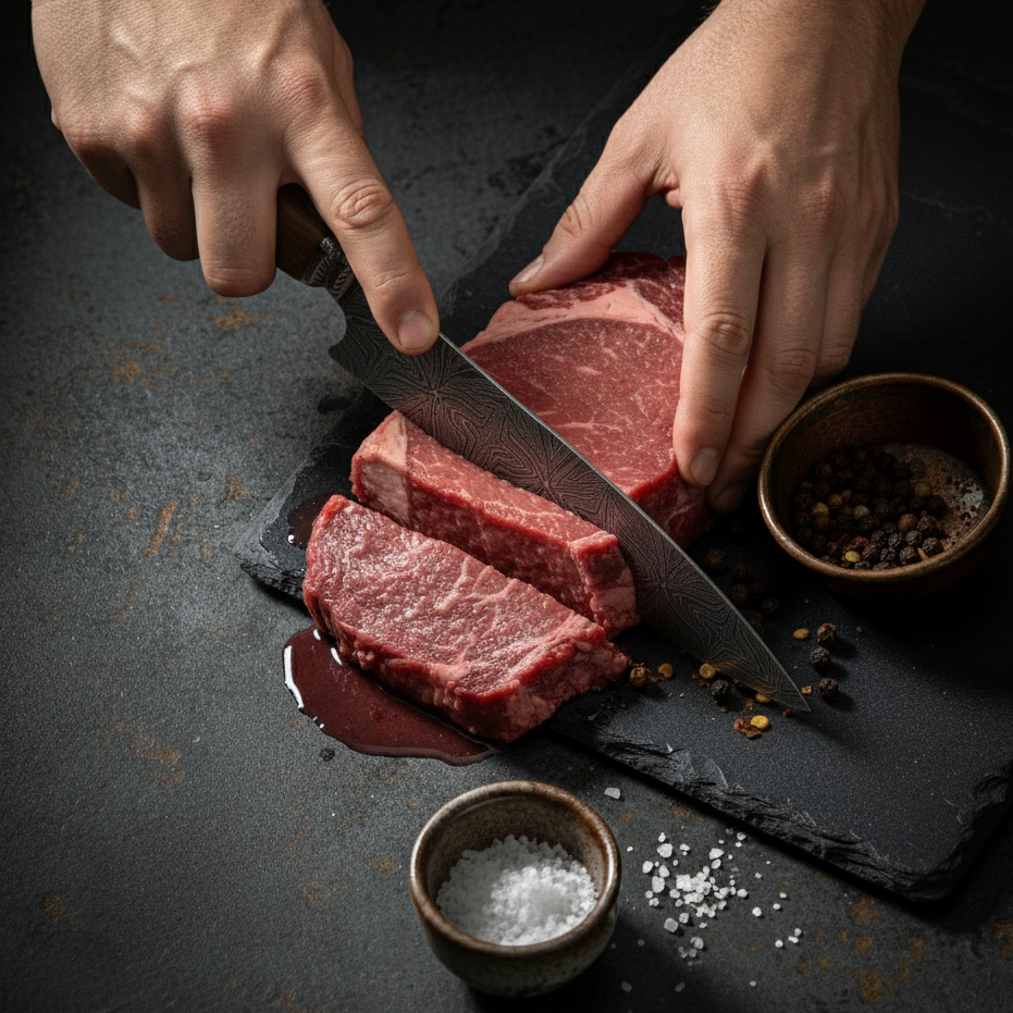 Faca Damasco Padrão Mosaico 8 Polegadas - Cabo Madeira Spalted - Peça Única Exclusiva