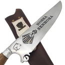 Faca Artesanal para Churrasco 10" Nossa Senhora Azul - Cutelaria Religiosa Devocional