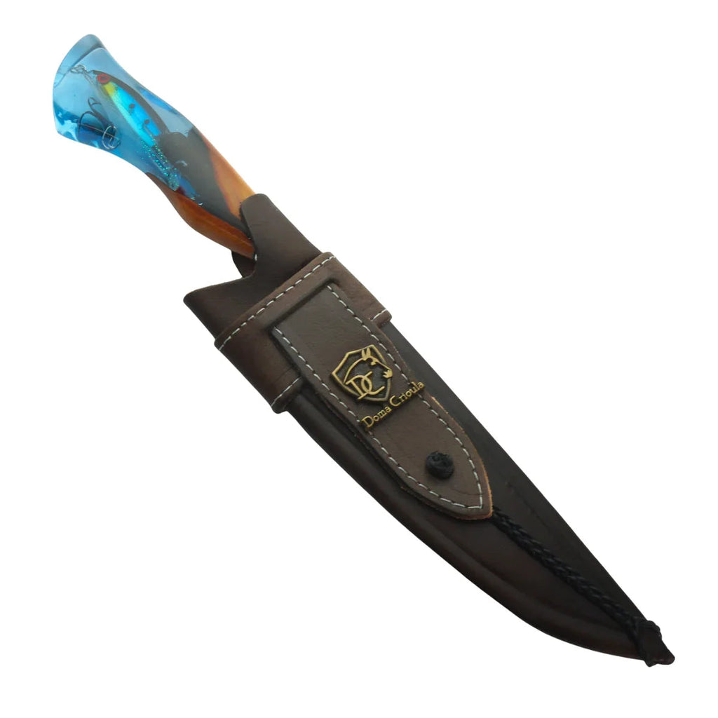 Faca Artesanal para Churrasco 8" Lâmina Vazada - Quem Pesca Vive Mais