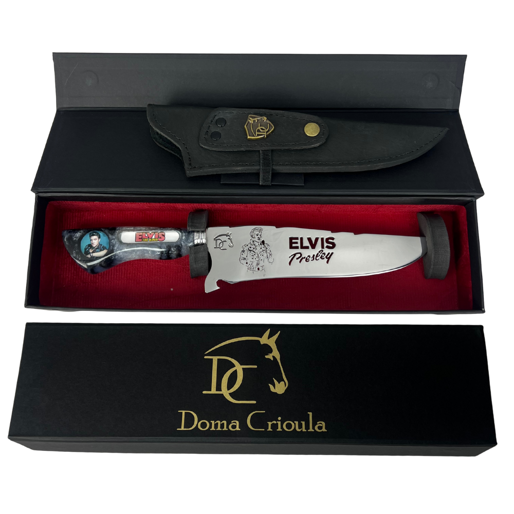 Faca Elvis Presley 8" - Cabo Resina Personalizado - Edição Especial Rock