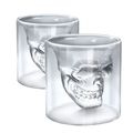 Copo Whisky Caveira Vidro Duplo - 2 Peças - 75ml - Design 3D