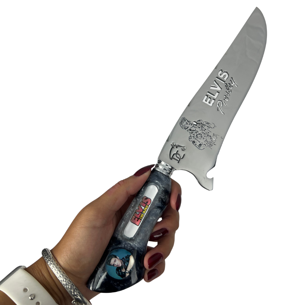 Faca Elvis Presley 8" - Cabo Resina Personalizado - Edição Especial Rock