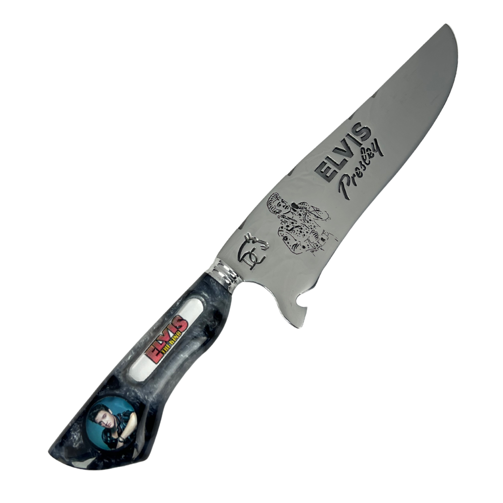 Faca Elvis Presley 8" - Cabo Resina Personalizado - Edição Especial Rock