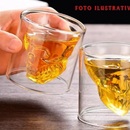 Copo Whisky Caveira Vidro Duplo - 2 Peças - 75ml - Design 3D