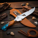 Faca Picanheira Escorpião Artesanal 10" Aço Inox Polido - Cabo Resina Artística Azul