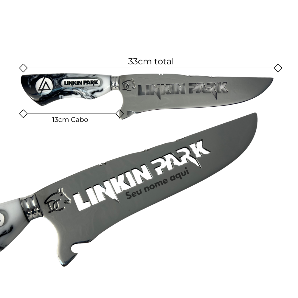 Faca Linkin Park 8" - Cabo Resina Personalizado - Edição Especial Rock