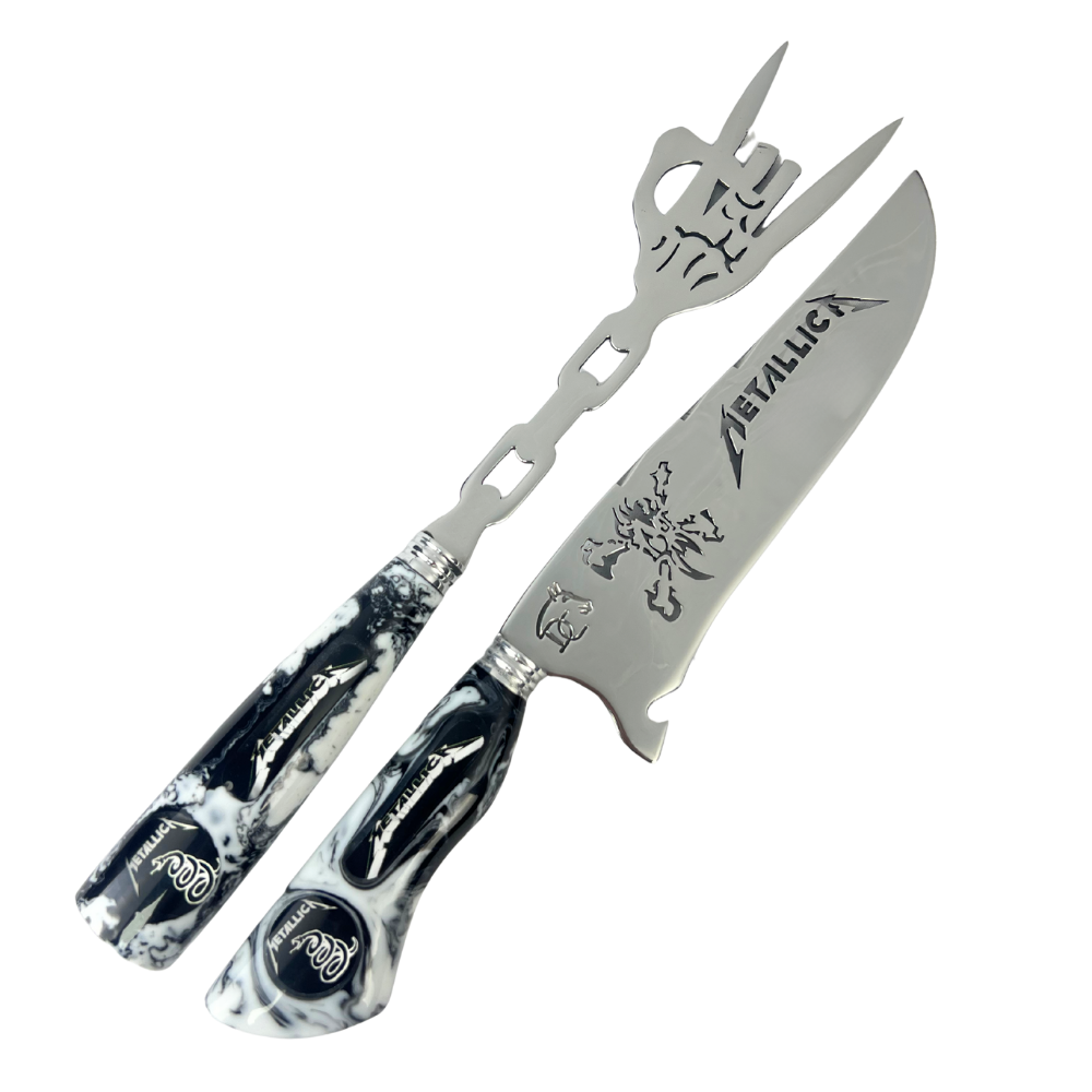 Kit Faca e Garfo Metallica - Cabo Resina Personalizado
