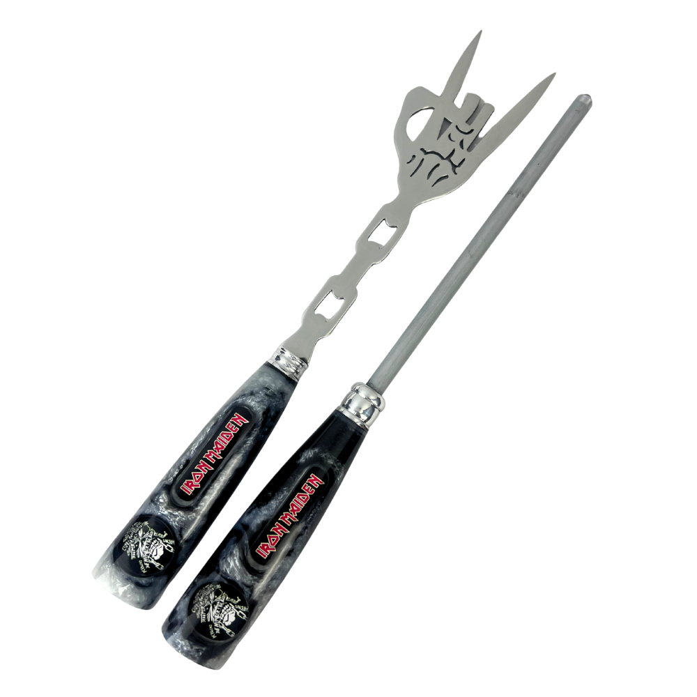 Kit Garfo e Chaira Iron Maiden - Cabo Resina Personalizado