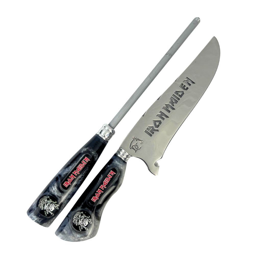 Kit Faca e Chaira 8" Iron Maiden - Cabo Resina Personalizado