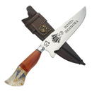 Faca Artesanal para Churrasco 8" Lâmina Vazada - Cutelaria Religiosa Nossa Senhora Dourada