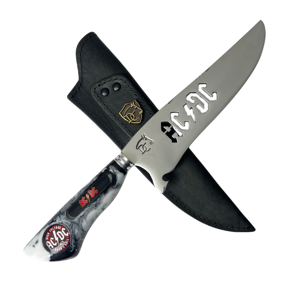 Kit AC/DC - Faca 8" + Tábua Personalizada