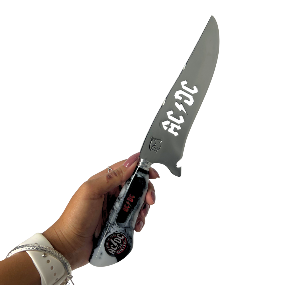 Kit AC/DC - Faca 8" + Tábua Personalizada
